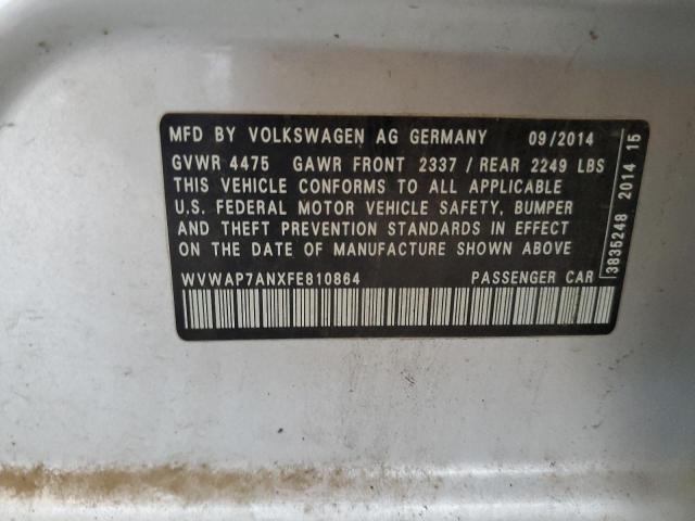 WVWAP7ANXFE810864 - 2015 VOLKSWAGEN CC SPORT SILVER photo 12