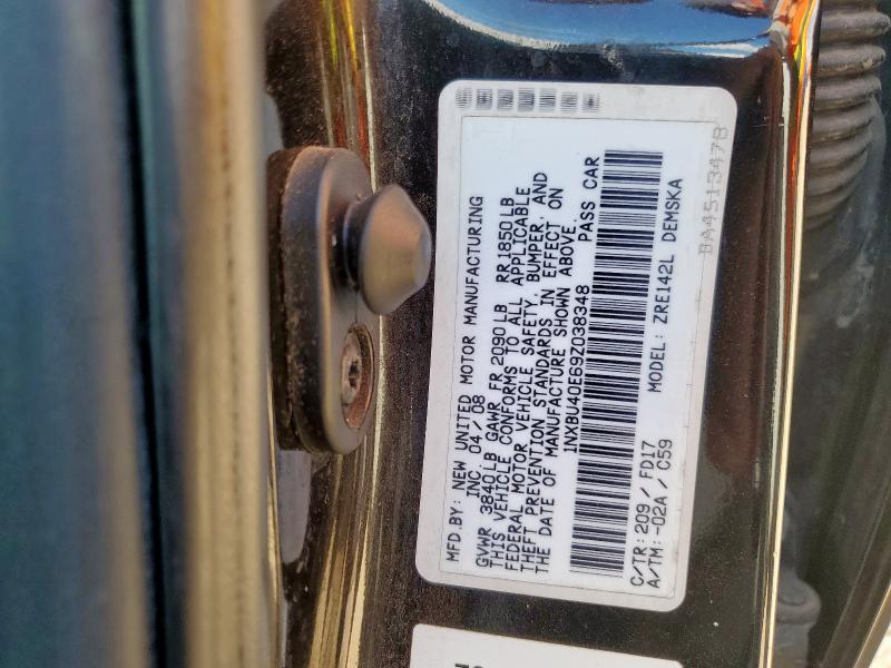 1NXBU40E69Z038348 - 2009 TOYOTA COROLLA BASE Qara foto 12