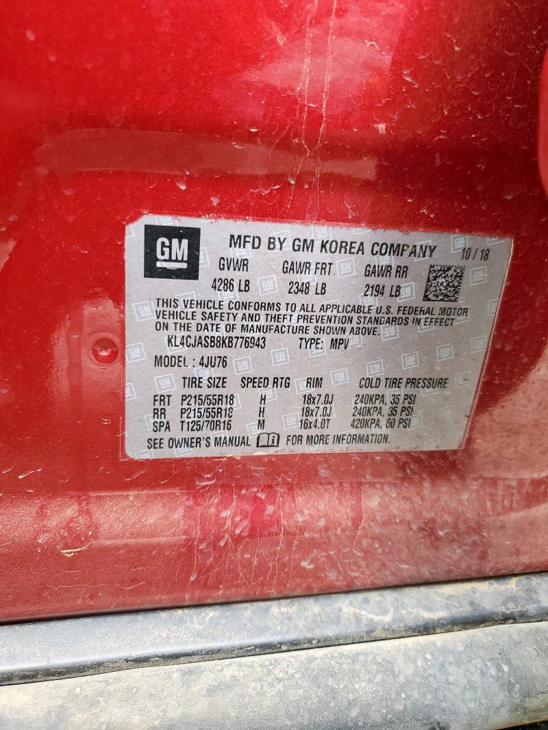 KL4CJASB8KB776943 - 2019 BUICK ENCORE PREFERRED MAROON photo 13