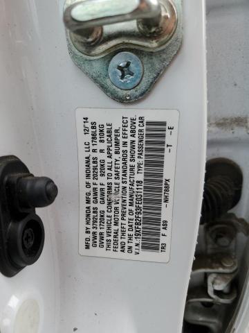 19XFB2F93FE031118 - 2015 HONDA CIVIC EXL 白色 照片 12