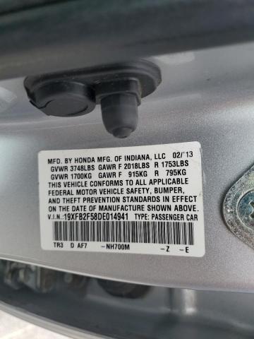 19XFB2F58DE014941 - 2013 HONDA CIVIC LX SILVER photo 13