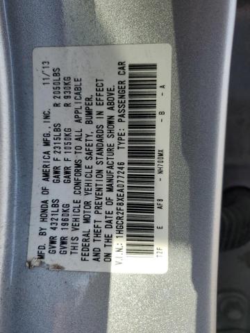 1HGCR2F8XEA077246 - 2014 HONDA ACCORD EXL SILVER photo 12