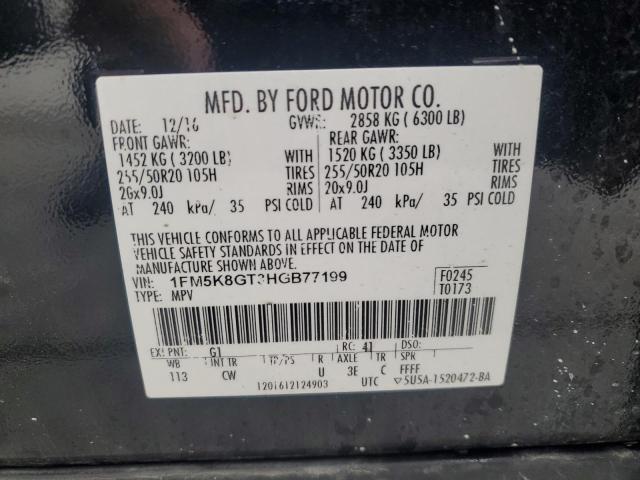 1FM5K8GT3HGB77199 - 2017 FORD EXPLORER SPORT BLACK photo 13