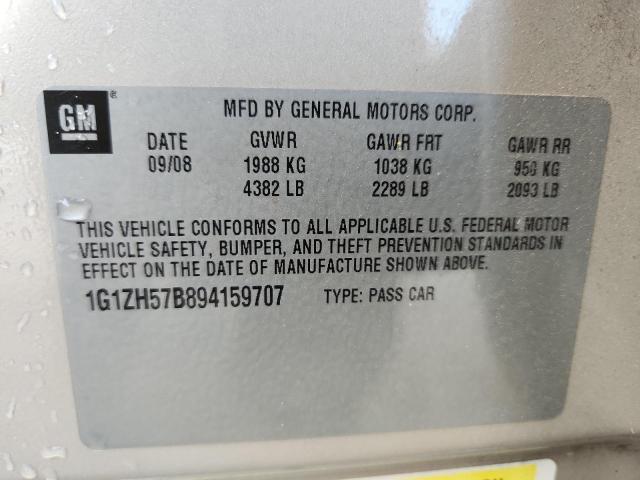 1G1ZH57B894159707 - 2009 CHEVROLET MALIBU 1LT TAN photo 12