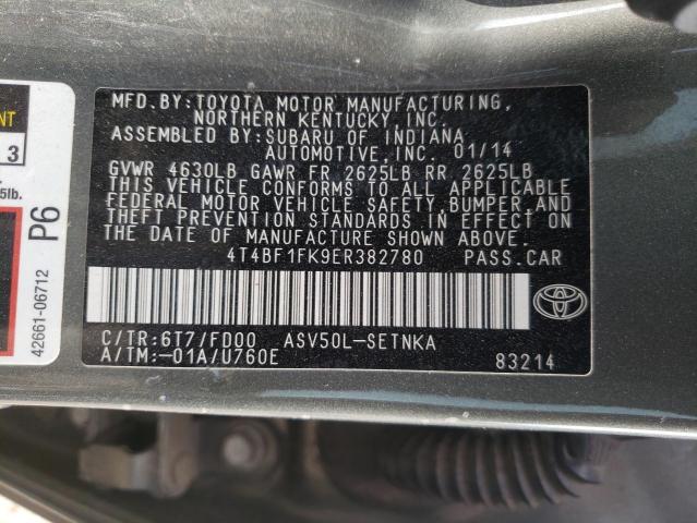 4T4BF1FK9ER382780 - 2014 TOYOTA CAMRY L Szary zdjęcie 12