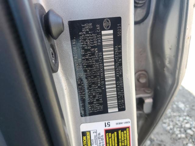 4T1B11HKXKU817436 - 2019 TOYOTA CAMRY L Ağ foto 12