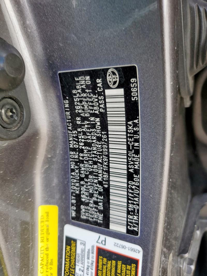 4T1BF1FK9FU997261 - 2015 TOYOTA CAMRY LE GRAY photo 12