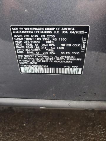 1V2KR2CA8NC533992 - 2022 VOLKSWAGEN ATLAS SE Gris foto 13
