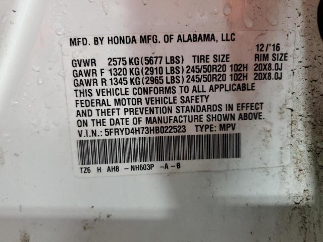 5FRYD4H73HB022523 - 2017 ACURA MDX TECHNOLOGY Weiß Foto 13