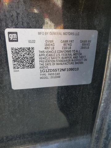 1G1ZD5ST2NF109010 - 2022 CHEVROLET MALIBU LT BLACK photo 12