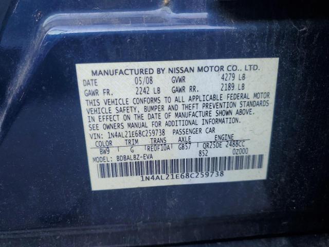 1N4AL21E68C259738 - 2008 NISSAN ALTIMA 2.5 ლურჯი ფოტო 12