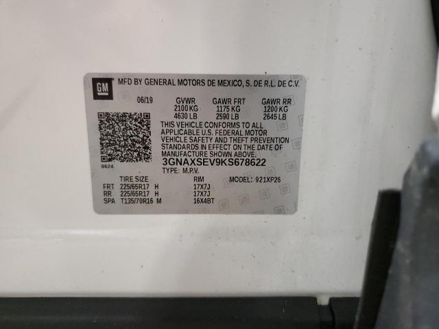 3GNAXSEV9KS678622 - 2019 CHEVROLET EQUINOX LS WHITE photo 13