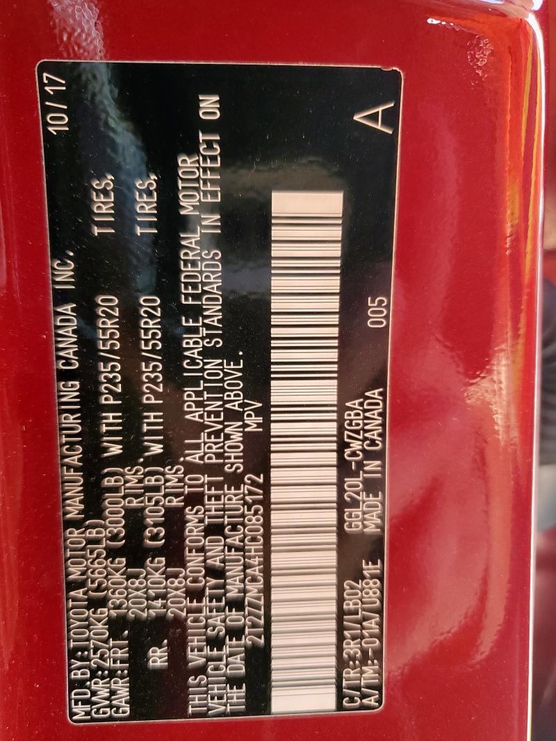 2T2ZZMCA4HC085172 - 2017 LEXUS RX 350 BASE წითელი ფოტო 14