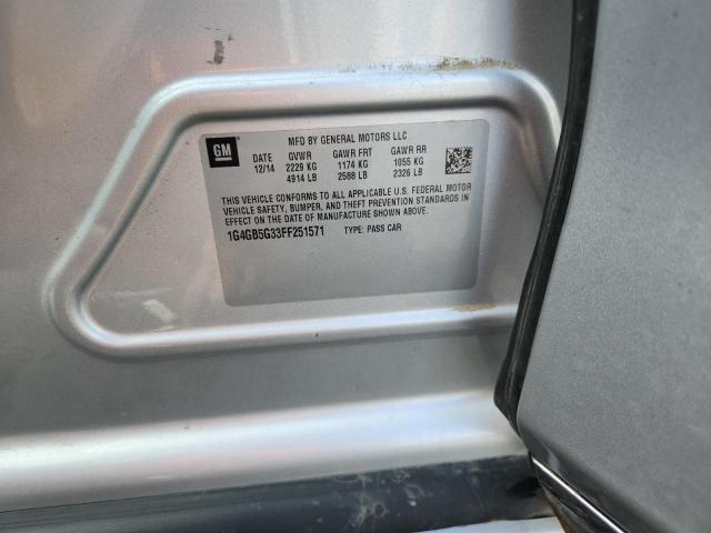 1G4GB5G33FF251571 - 2015 BUICK LACROSSE 银色 照片 12