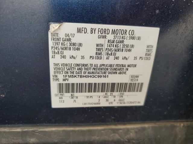 1FM5K7BH0HGC99161 - 2017 FORD EXPLORER ლურჯი ფოტო 13