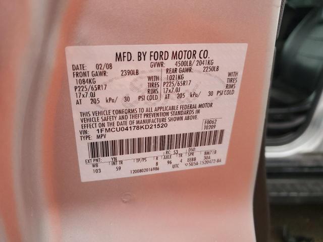 1FMCU04178KD21520 - 2008 FORD ESCAPE LIMITED 白色 照片 13