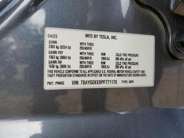 7SAYGDEE8PF771170 - 2023 TESLA MODEL Y Сұр фото 12
