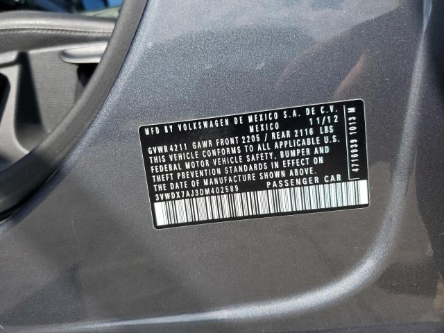 3VWDX7AJ3DM402589 - 2013 VOLKSWAGEN JETTA SE GRAY photo 12