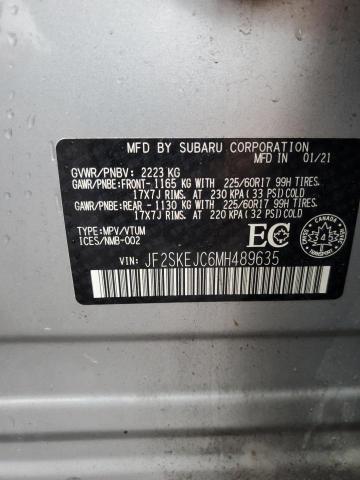 JF2SKEJC6MH489635 - 2021 SUBARU FORESTER TOURING SILVER photo 13