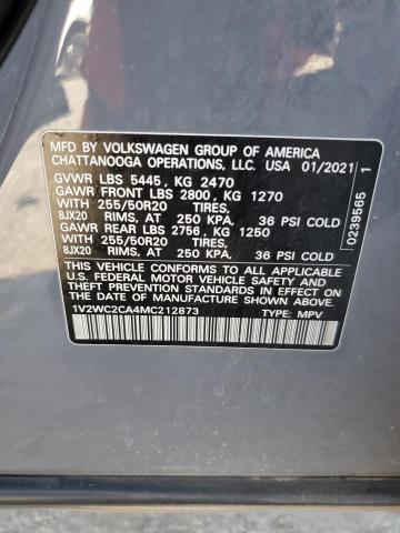 1V2WC2CA4MC212873 - 2021 VOLKSWAGEN ATLAS CROS SE GRAY photo 13