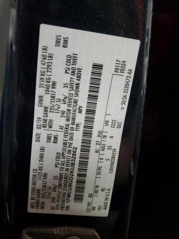 1FMCU9GD2KUB32862 - 2019 FORD ESCAPE SE BLUE photo 13