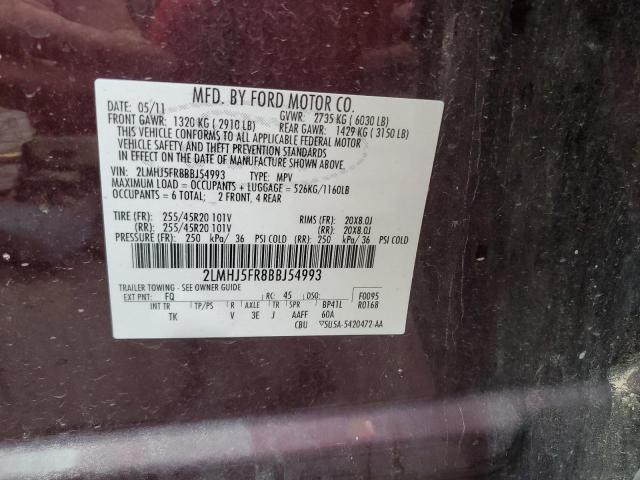 2LMHJ5FR8BBJ54993 - 2011 LINCOLN MKT BURGUNDY photo 14