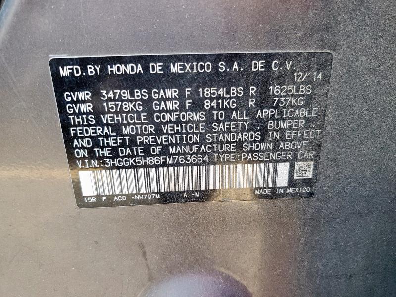 3HGGK5H86FM763664 - 2015 HONDA FIT EX Szary zdjęcie 13