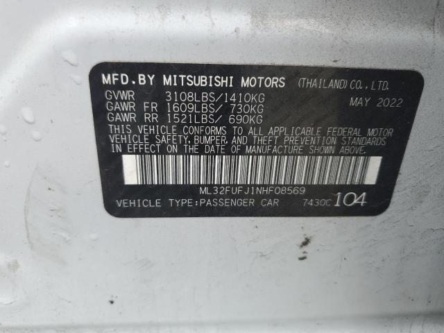 ML32FUFJ1NHF08569 - 2022 MITSUBISHI MIRAGE G4 ES WHITE photo 12