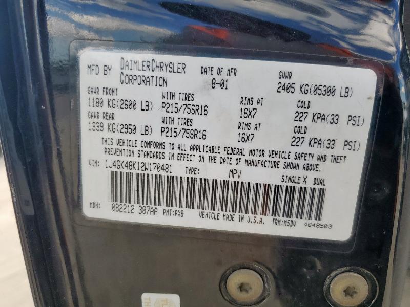 1J4GK48K12W170481 - 2002 JEEP LIBERTY SPORT BLACK photo 13