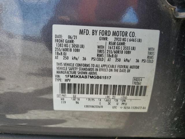 1FM5K8AB7MGB61517 - 2021 FORD EXPLORER POLICE INTERCEPTOR TWO TONE photo 13