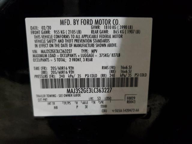 MAJ3S2GE3LC363227 - 2020 FORD ECOSPORT SE Schwarz Foto 13