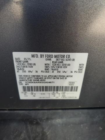 1FM5K8AR9GGA04671 - 2016 FORD EXPLORER POLICE INTERCEPTOR Grau Foto 13