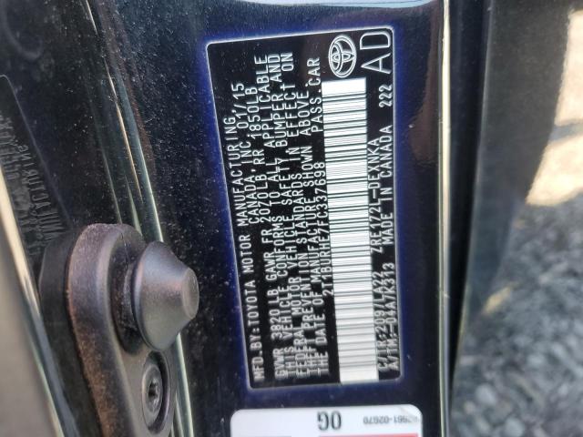 2T1BURHE7FC337698 - 2015 TOYOTA COROLLA L BLACK photo 12