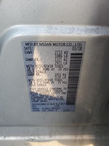 5N1DR2MM1JC645297 - 2018 NISS PATHFINDER S Արծաթագույն լուսանկար 13