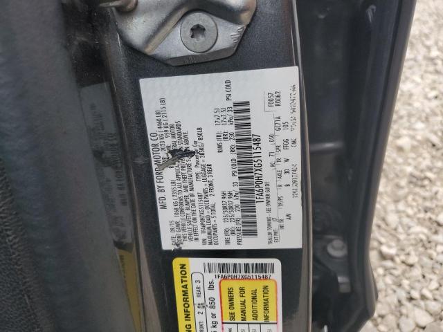 1FA6P0H7XG5115487 - 2016 FORD FUSION SE Մոխրագույն լուսանկար 12