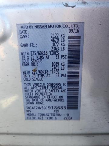 5N1AT2MV5GC918683 - 2016 NISSAN ROGUE S 银色 照片 13