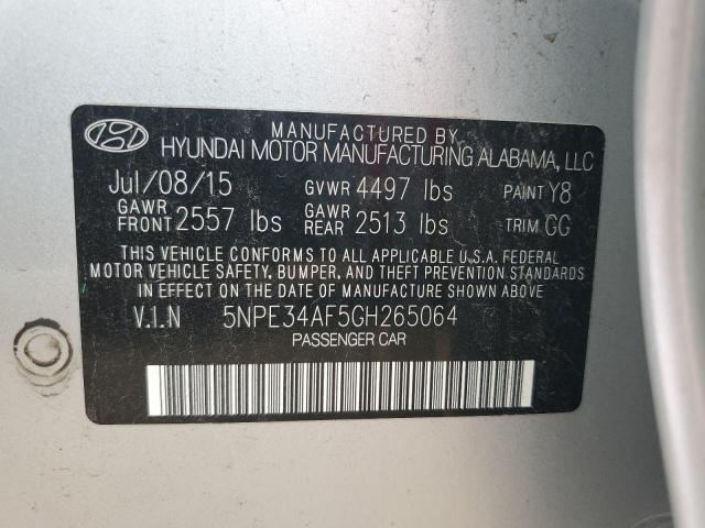 5NPE34AF5GH265064 - 2016 HYUNDAI SONATA SPORT SILVER photo 12