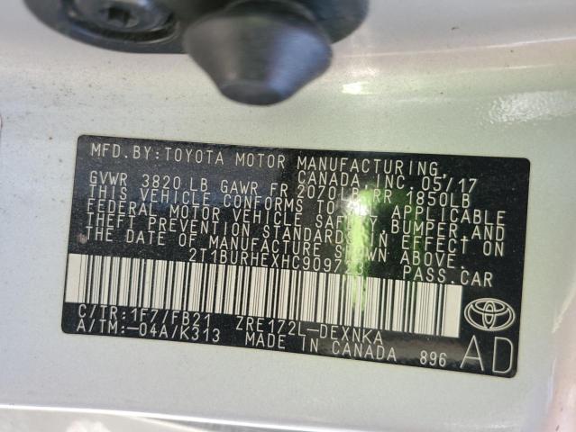 2T1BURHEXHC909723 - 2017 TOYOTA COROLLA L Gümüş foto 13