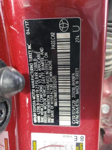 NMTKHMBX1JR012495 - 2018 TOYOTA C-HR XLE Rojo foto 12
