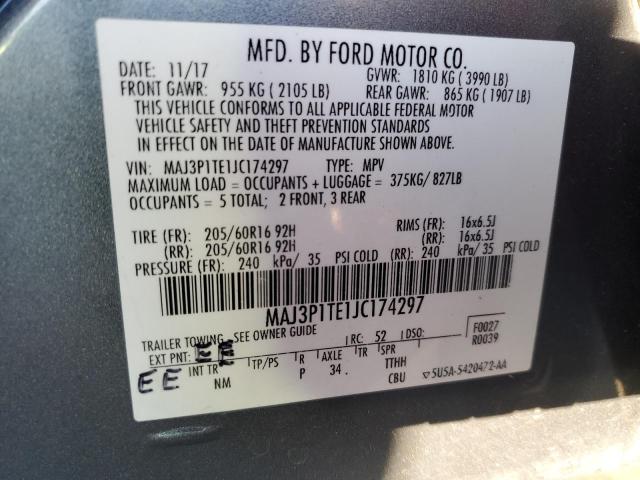 MAJ3P1TE1JC174297 - 2018 FORD ECOSPORT SE ნაცრისფერი ფოტო 14