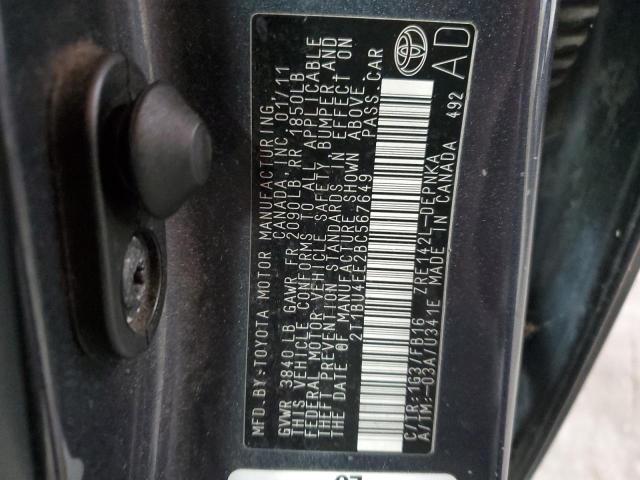 2T1BU4EE2BC567649 - 2011 TOYOTA COROLLA BASE Szary zdjęcie 12