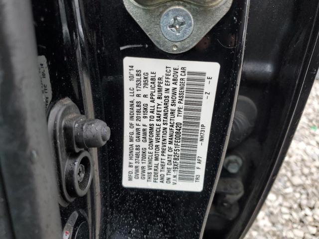 19XFB2F51FE008420 - 2015 HONDA CIVIC LX BLACK photo 13