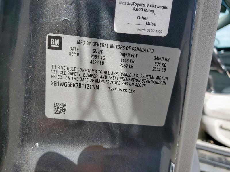 2G1WG5EK7B1121184 - 2011 CHEVROLET IMPALA LT 灰色 照片 12