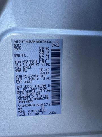 5N1DR2MM2HC616272 - 2017 NISSAN PATHFINDER S SILVER photo 13