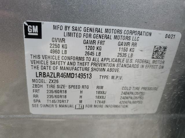 LRBAZLR46MD149513 - 2021 BUICK ENVISION PREFERRED ვერცხლისფერი ფოტო 13