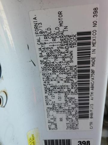 3TMLU4EN7EM136577 - 2014 TOYOTA TACOMA DOUBLE CAB Ақ фото 12