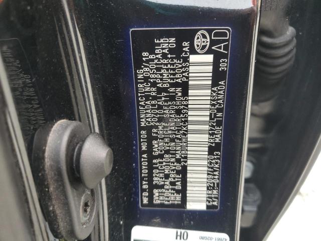 2T1BURHE7KC159785 - 2019 TOYOTA COROLLA L Siyah fotoğraf 13