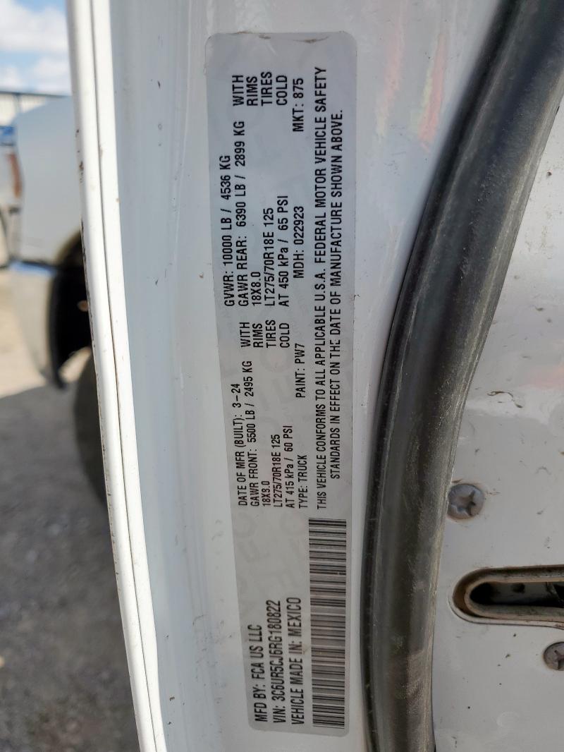 3C6UR5CJ6RG180822 - 2024 RAM 2500 TRADESMAN WHITE photo 12