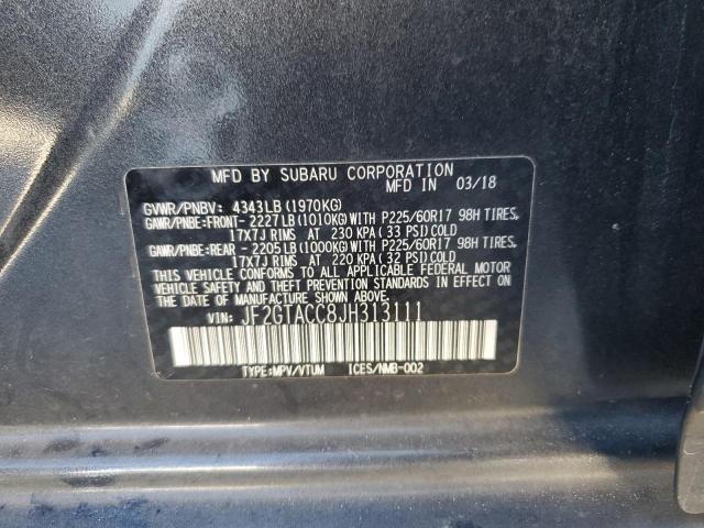 JF2GTACC8JH313111 - 2018 SUBARU CROSSTREK PREMIUM Graphite photo 13