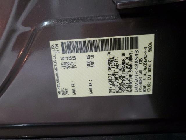 1N4AA5AP1EC488543 - 2014 NISSAN MAXIMA S GRAY photo 12